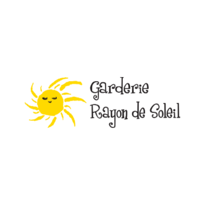 Timmins Care Logo for "Garderie Rayon de Soleil" featuring a yellow sun with a smiling face on the left and the text on the right in decorative font. Cochrane District Social Services Administration Board